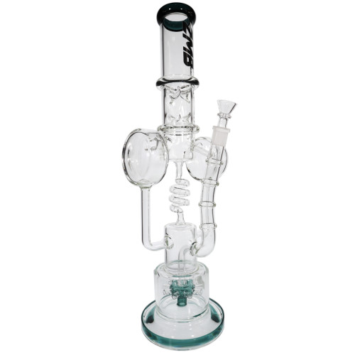 19 INCH ZOMBIE GLASS SPRINKLER PERCOLATOR WITH DOUBLE SIDE RING GLASS WATER PIPE 1412GM 